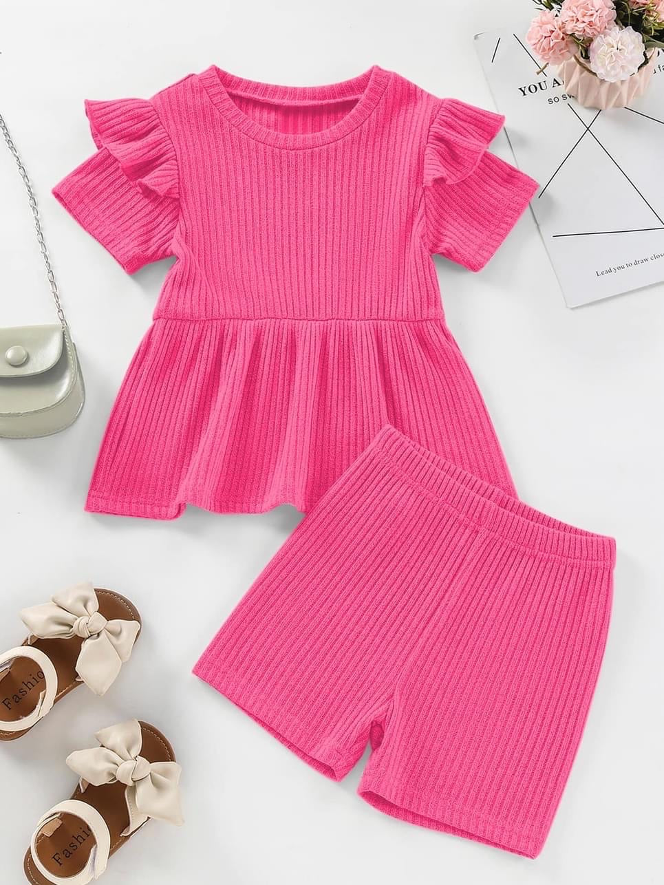 Toddler Girls Ruffle Trim Tee & Shorts