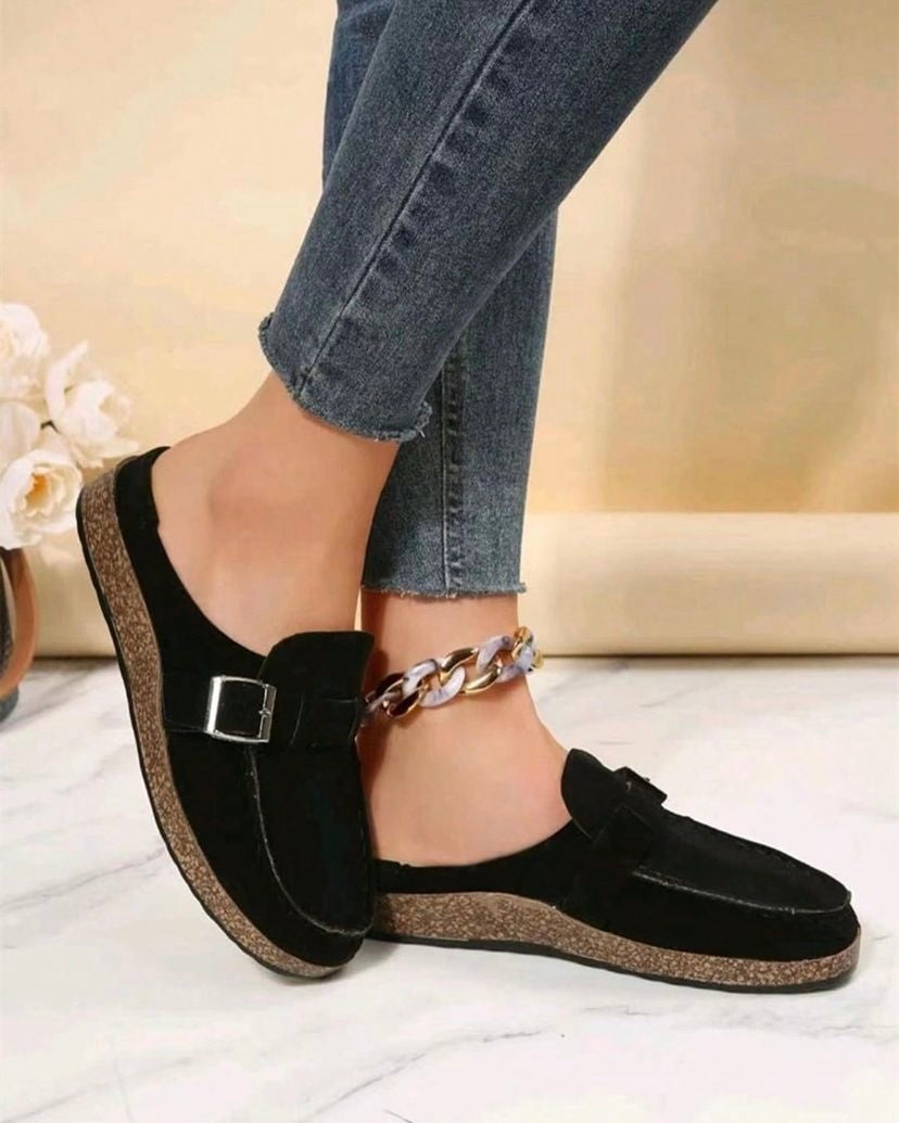 Women's Buckle Mules & Faux Suede Flat