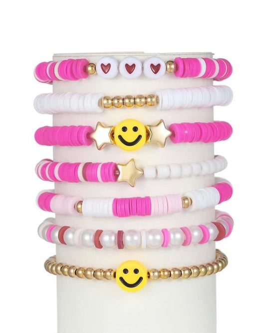 8pcs/set Expression Detail Beaded Bracelet