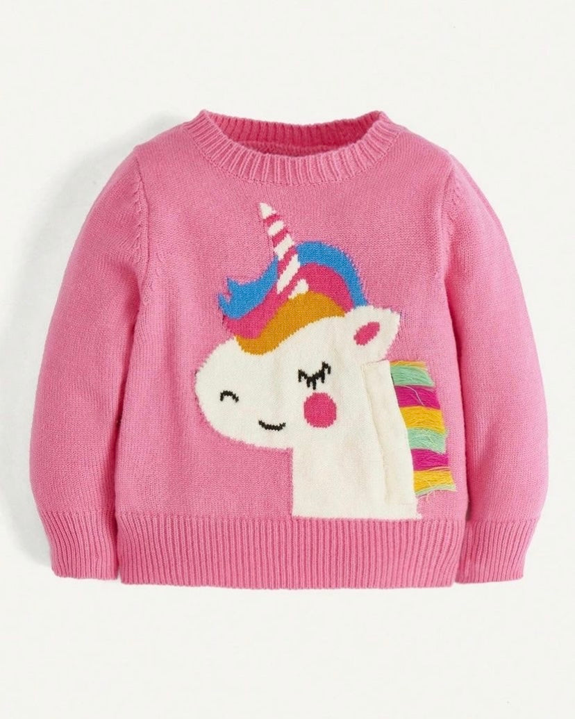 Cozy Girl Unicorn Pattern Sweater