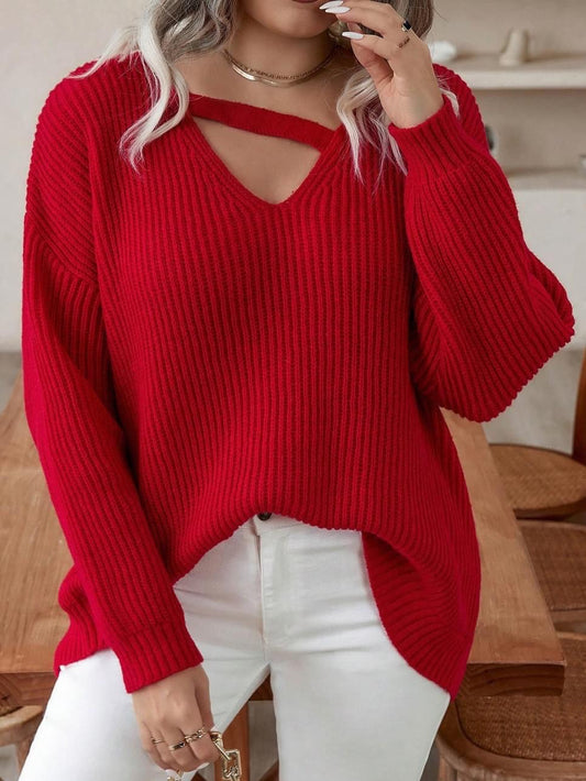 Women’s Cut Out Drop Shoulder Sweater