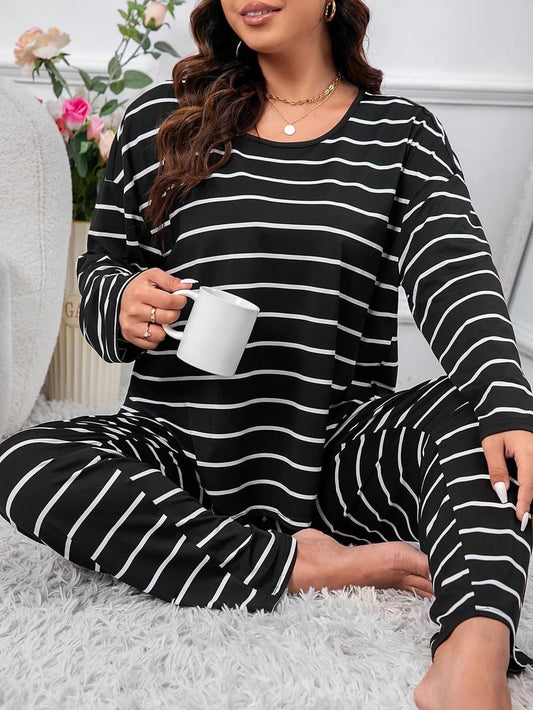 Women’s Plus Striped Print PJ Set