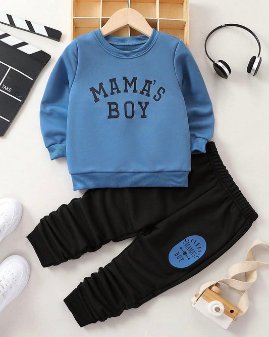 Young Boy Letter Graphic Sweatshirt & Sweatpants