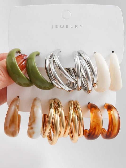 6pairs Minimalist Cuff Hoop Earrings