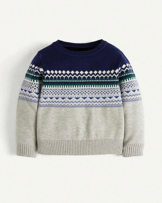 Cozy Boys Casual Jacquard Sweater