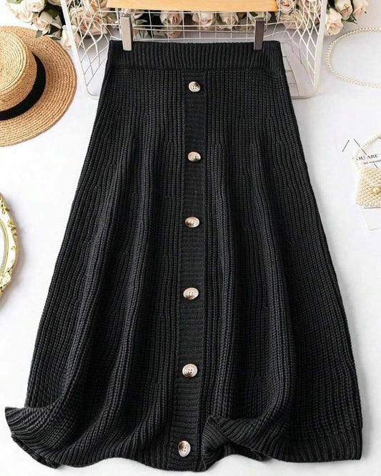 Women’s Button Front Flare Sweater Skirt