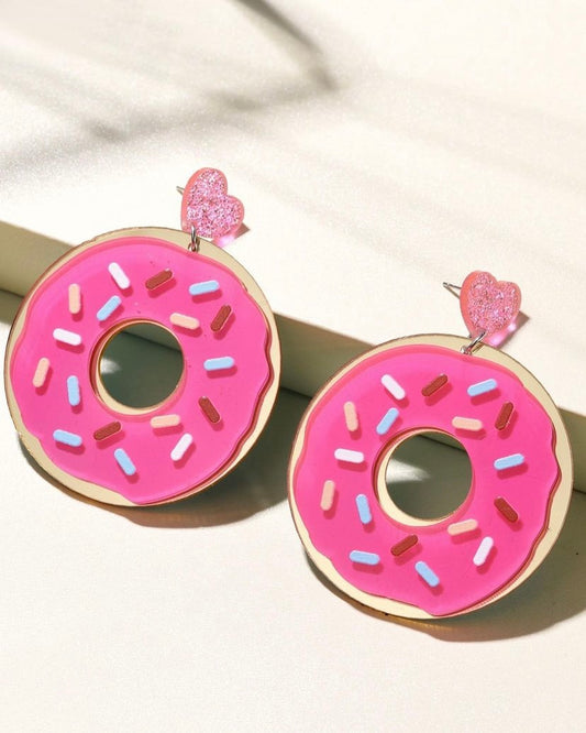 Heart Donut Drop Earrings